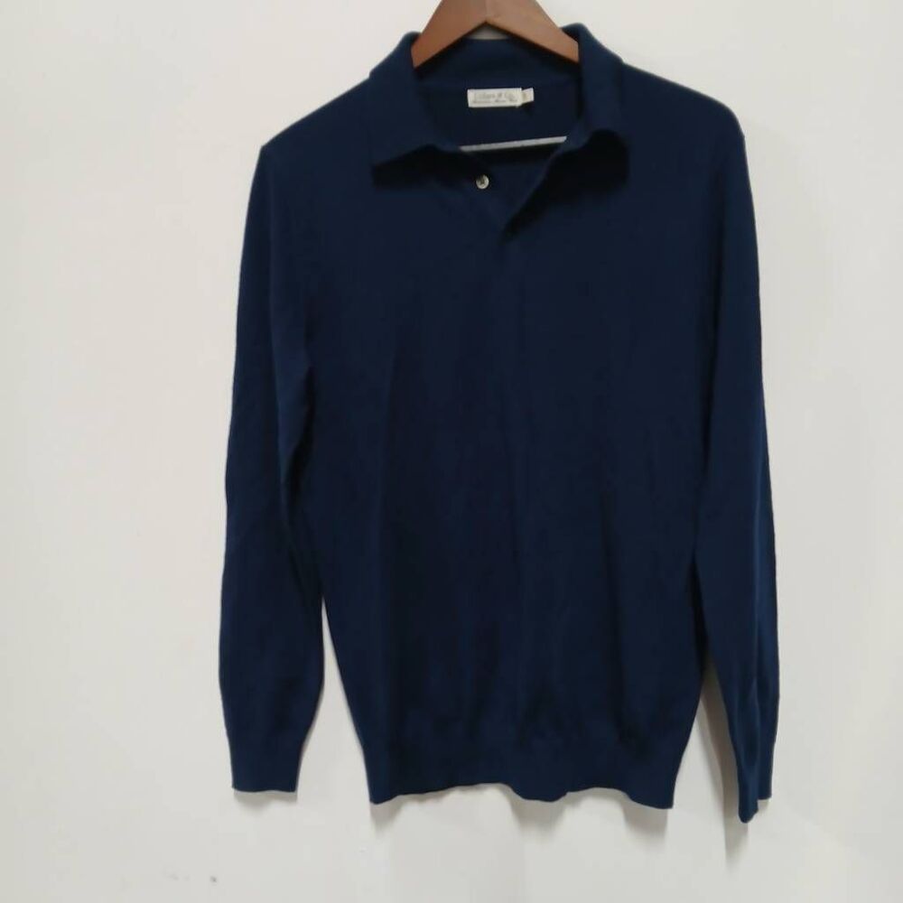 Collars & co Australian merino wool sweater mens small polo navy blue